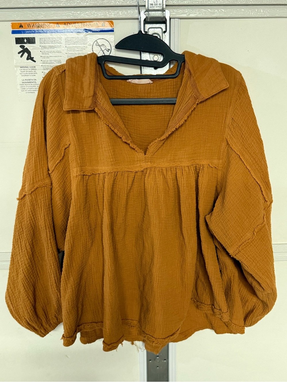 Ces Femme Rust Gauze Peasant Blouse